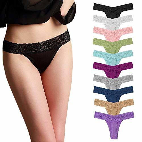 Product Xiaopang Tanga 10 Unids/Pack Elegante Encaje Algodón Mujeres G-String Thong Más Tamaño