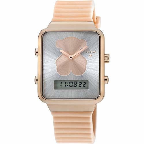 Reloj TOUS digital I-Bear de acero IP rosado con correa de silicona