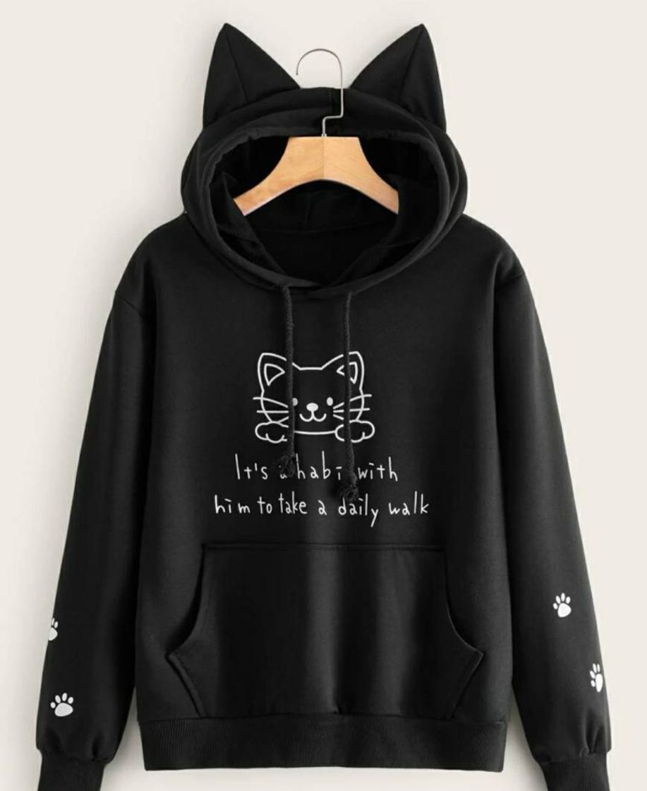 Social Black Hoodie Cat Ears