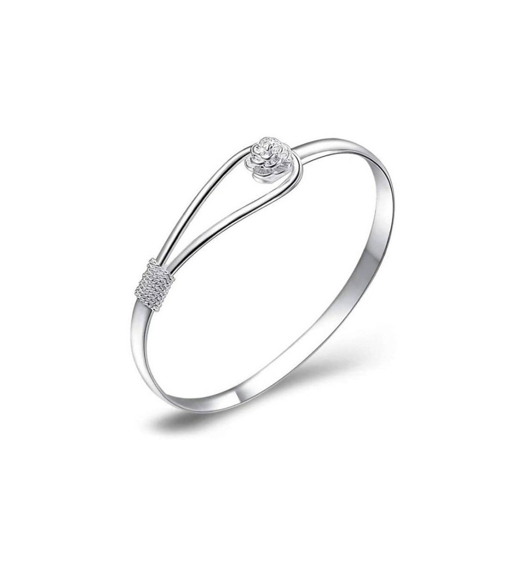 Social Brazalete de plata 925 estilo simple para mujer
