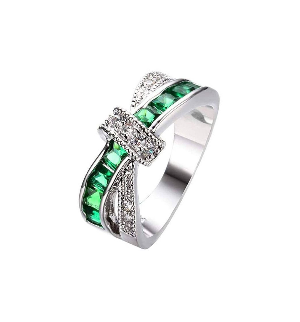 Social Anillo de plata con diamante de fantasía