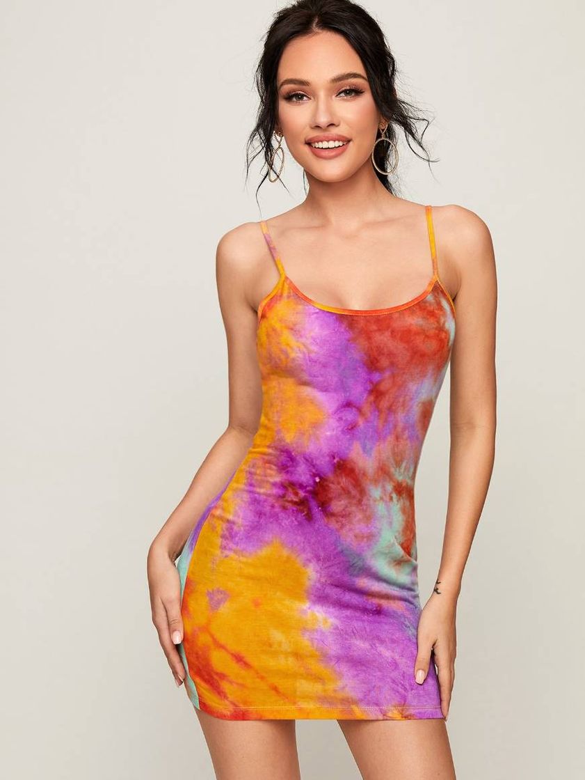 Moda Vestido Multicolorido Tie Dye