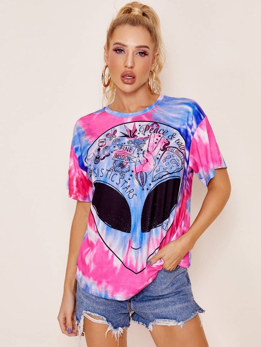 Social Camiseta con extraterrestre hombros caídos 