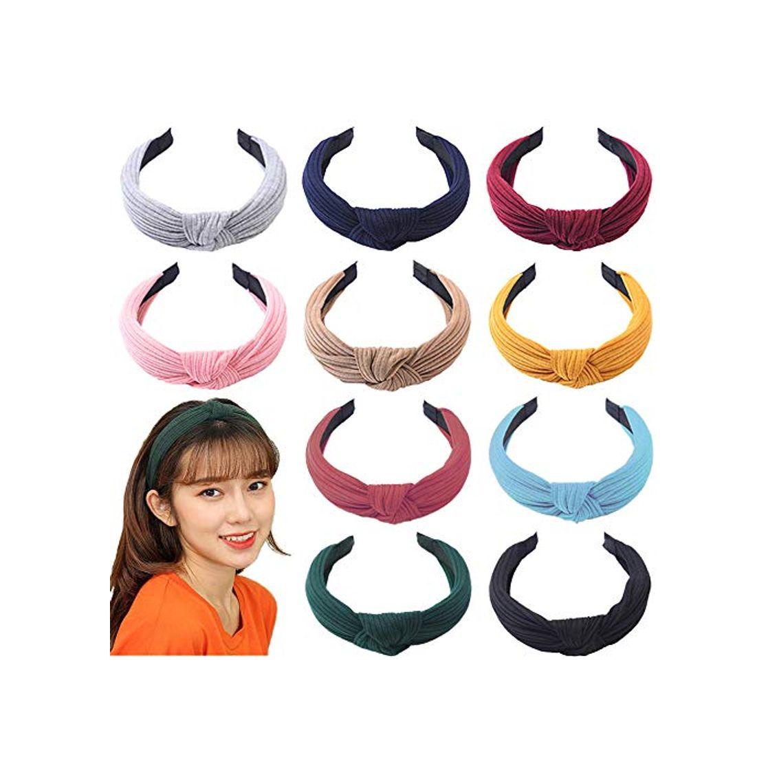 Belleza 10Pcs de Pelo Anchas Diadema de Nudo Bandas de Pelo Para la