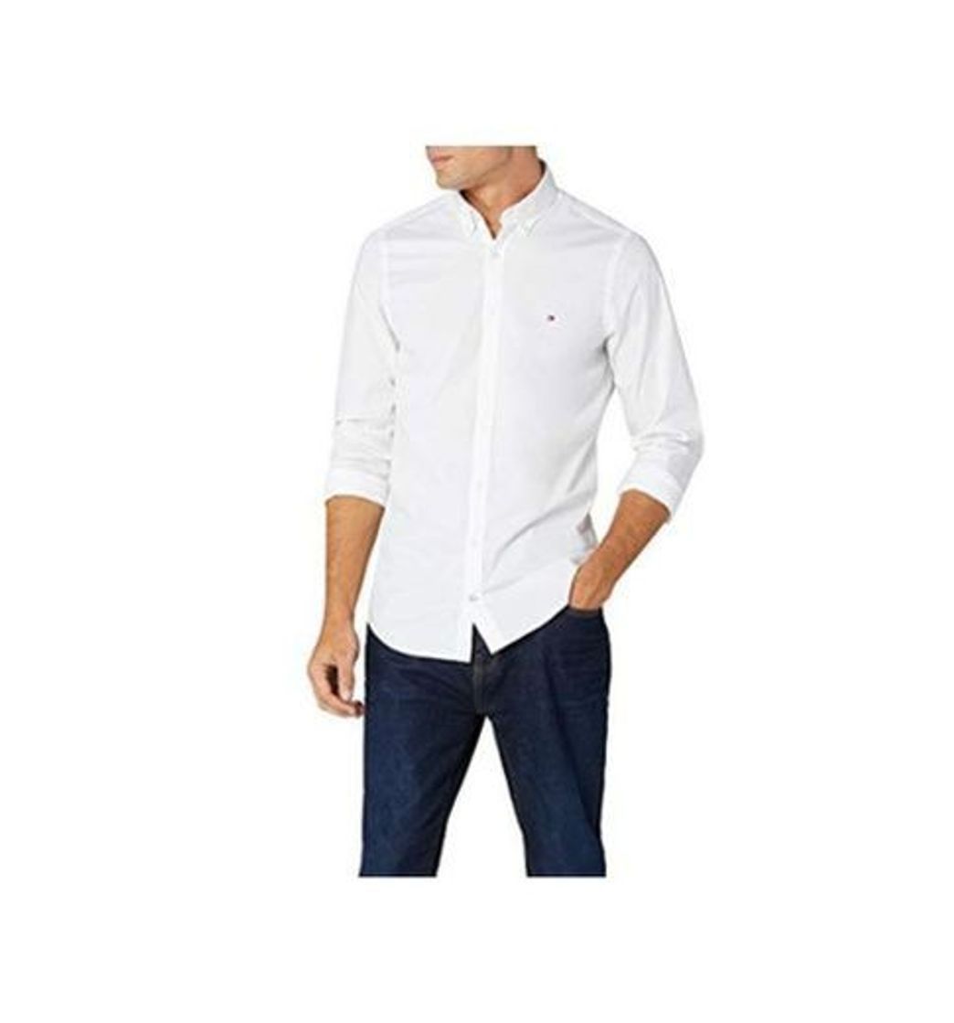 Social Tommy Hilfiger Core Stretch Slim Poplin Shirt Camisa, Blanco