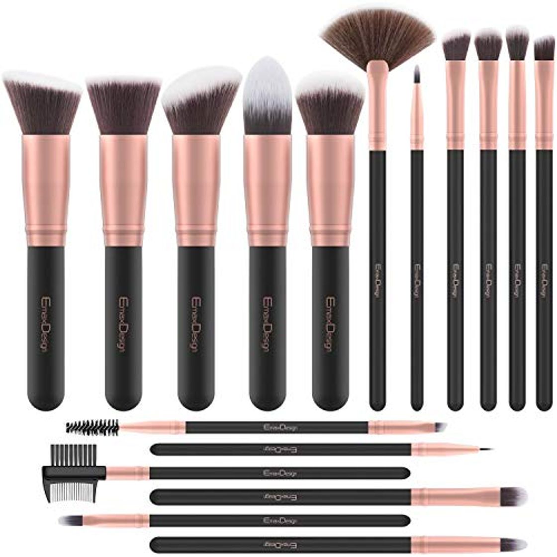 Social Brochas de Maquillaje EmaxDesign 17 piezas Pinceles de maquillaje professional fibra sintética