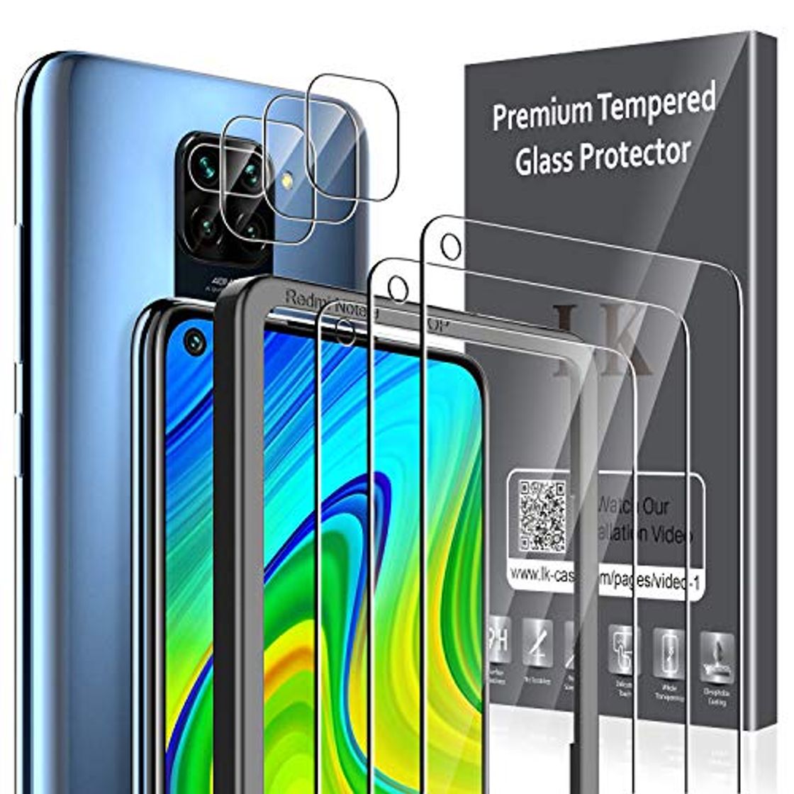 Products LK [3 Pack Protector de Pantalla para Xiaomi Redmi Note 9 Cristal