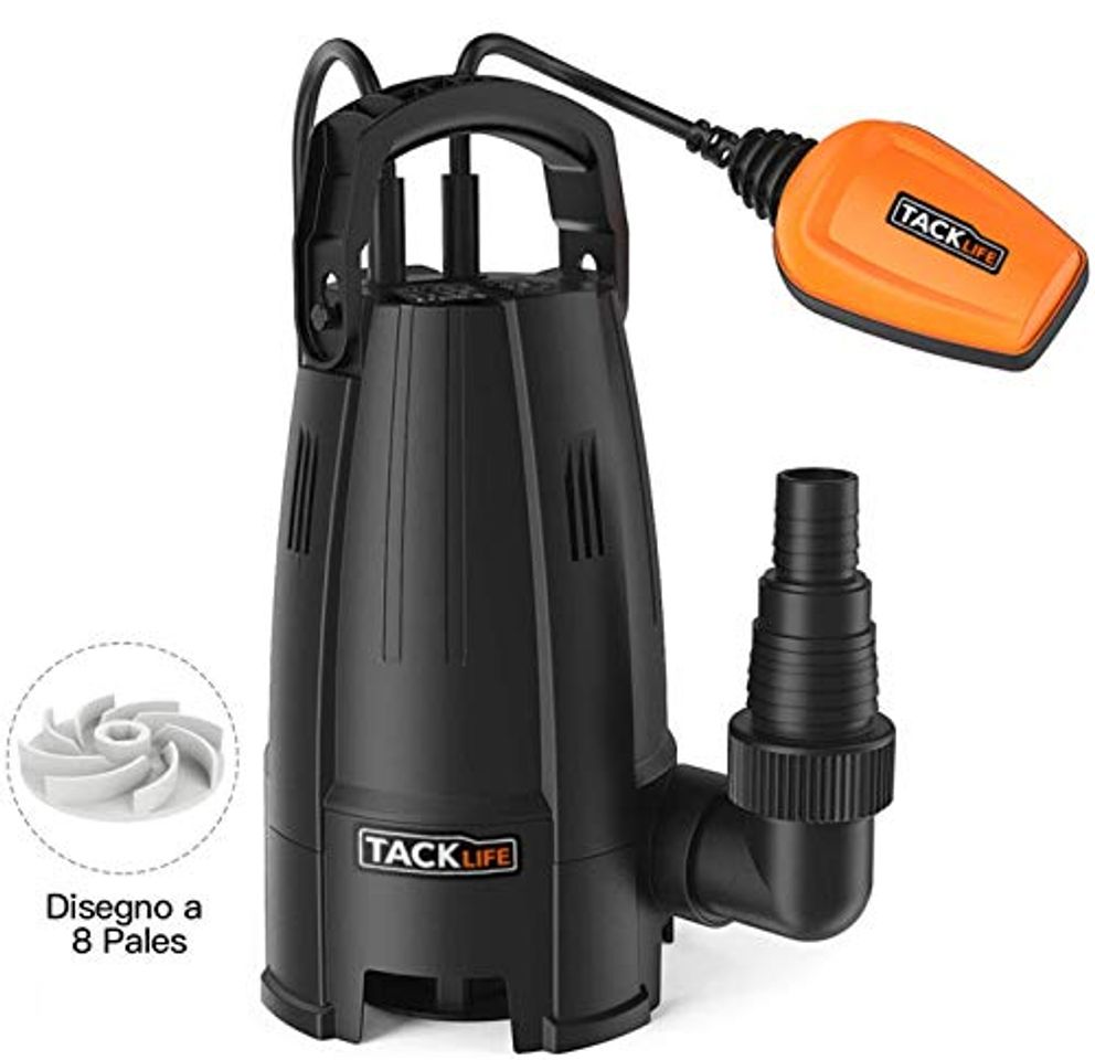 Product TACKLIFE Bomba Sumergible, Bombas de Aguas Sucias 400W, 9000 L