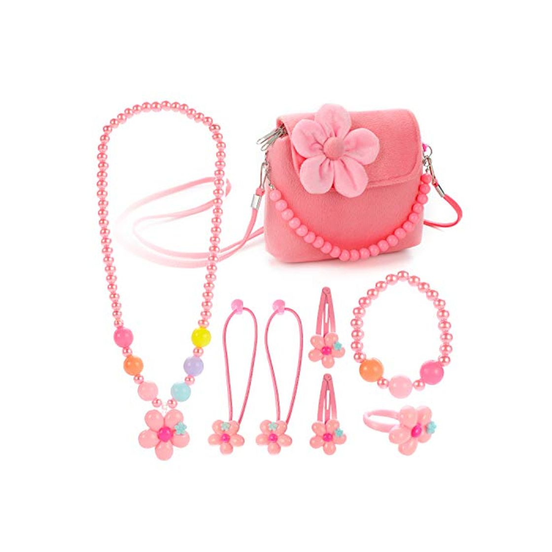 Product Hifot Joyas para niños Niñas Bolso de Peluche Collar Pulsera Anillo Pinzas