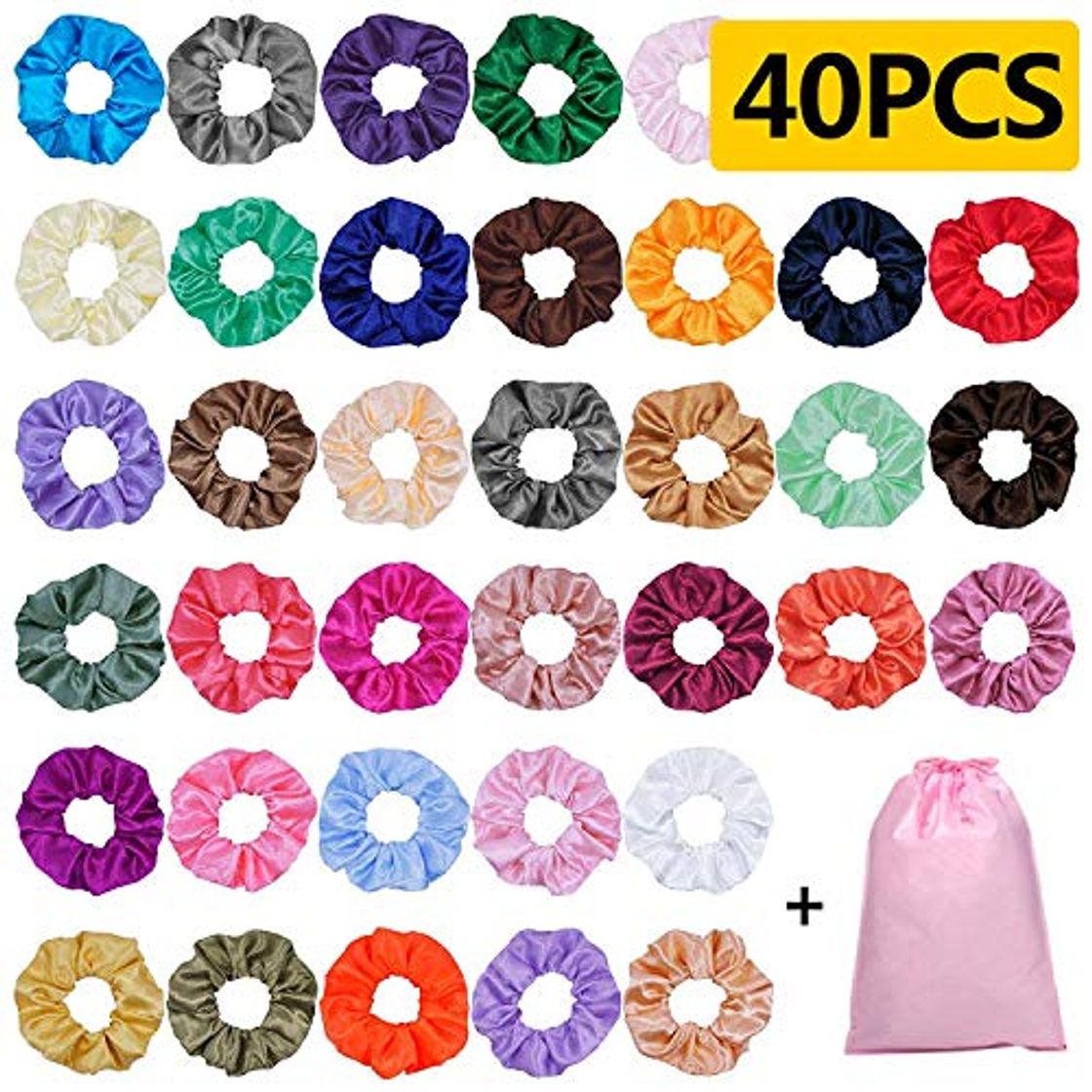 Beauty 40 Piezas Scrunchies de Satén para Cabello