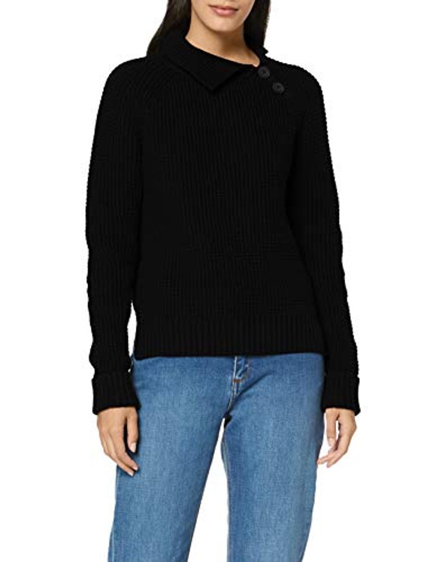 Producto Marca Amazon - MERAKI Jersey de Algodón con Botones Mujer, Negro