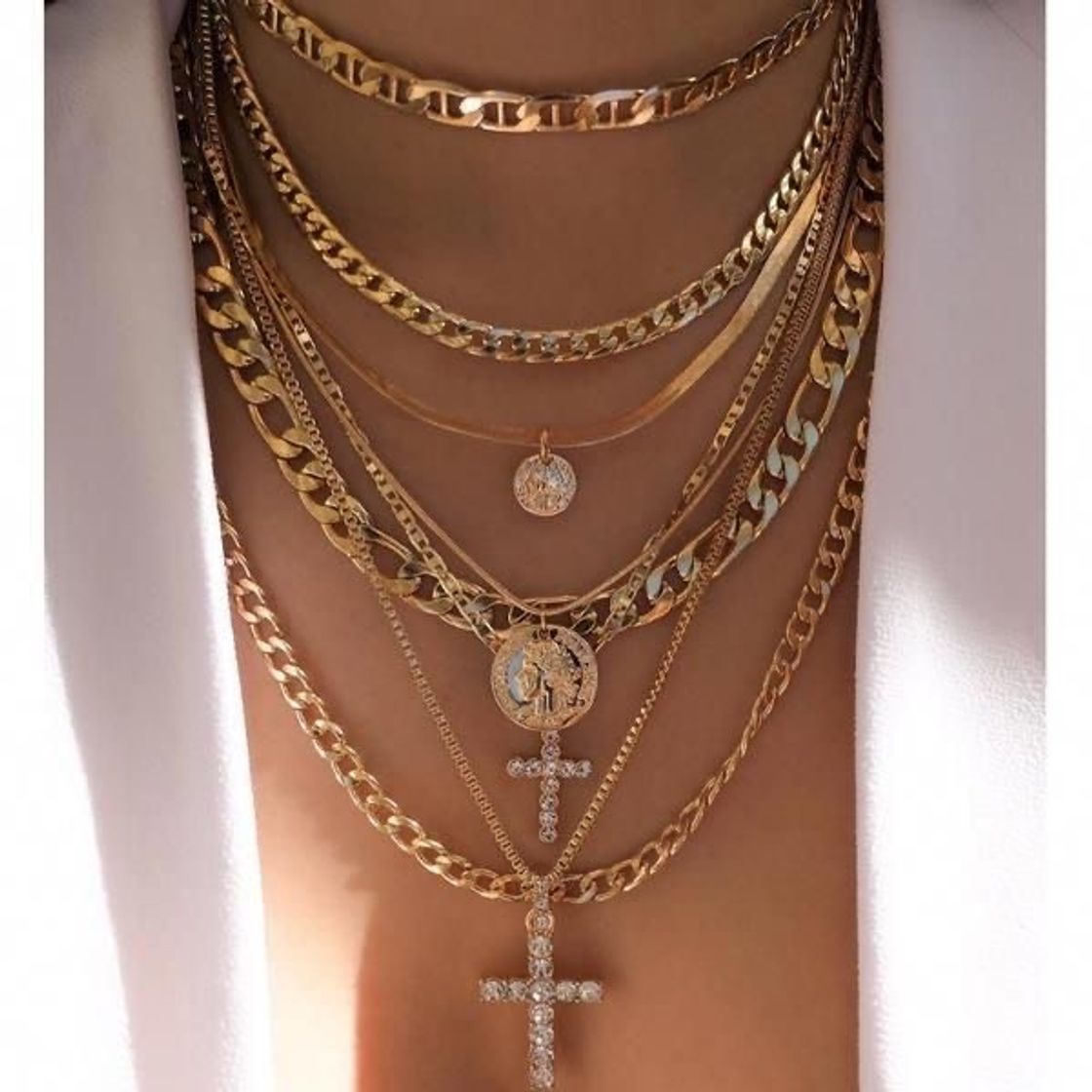 Social DonDon collar de acero inoxidable masivo de color oro para hombres longitud