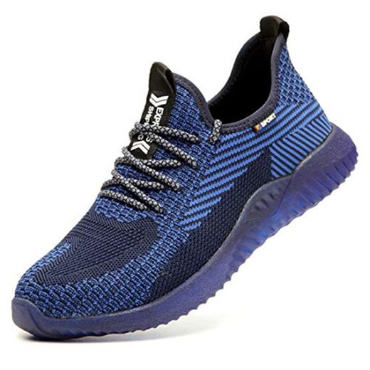 Zapatos de Seguridad para Hombre Zapatillas Zapatos de Mujer Seguridad de Acero Ligeras Calzado de Trabajo para Comodas Unisex Zapatos de Industria y Construcción Azul 43