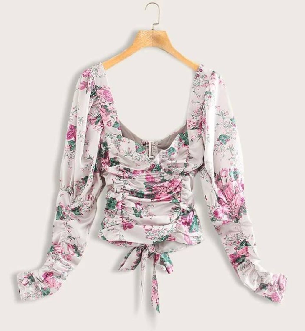 Moda Blusa de dama hermoso estañado de flores shien