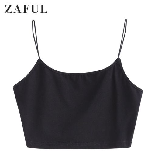 ZAFUL Sexy Crop Top Color Liso Chaleco Camiseta Sin Mangas para Mujer
