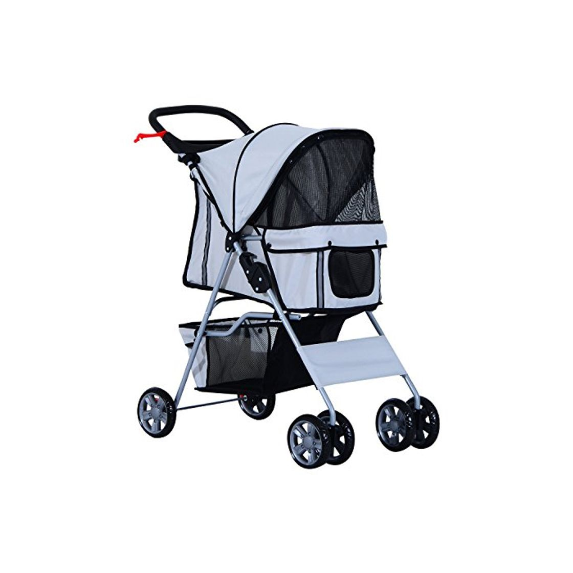 Product Cochecito Plegable Mascotas 75x45x97cm Perros Gatos Carrito Ruedas Giran 360º Gris