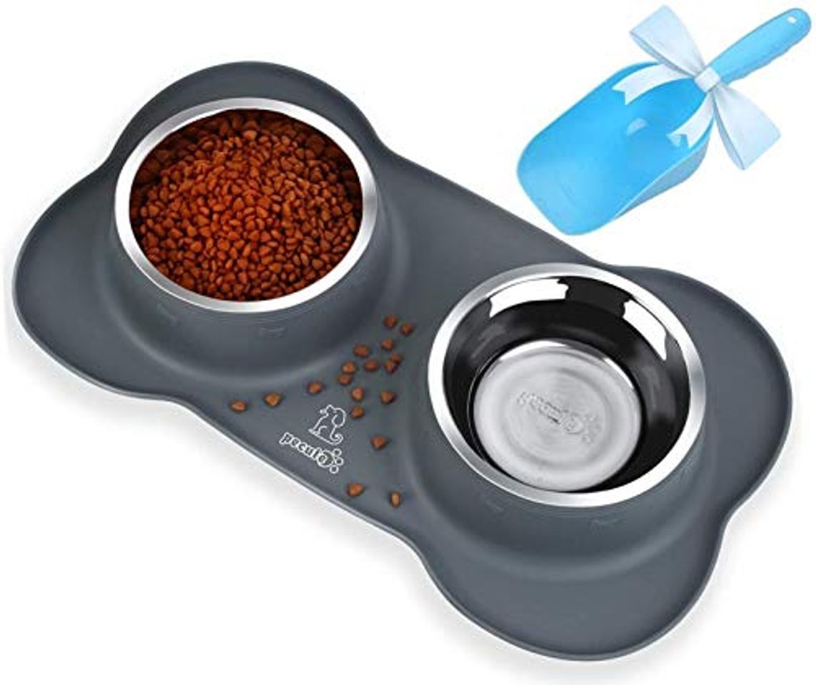 Social Pecute Comedero para Gatos Perros Mascotas de Acero Inoxidable 28oz/800ml con Pala