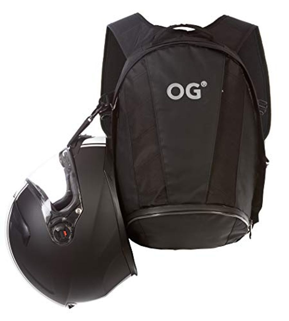 Moda OG Online&Go EZ-Rider2 Mochila Moto Negra 24L, Bolsa Porta-Casco Motorista, Correa Casco,