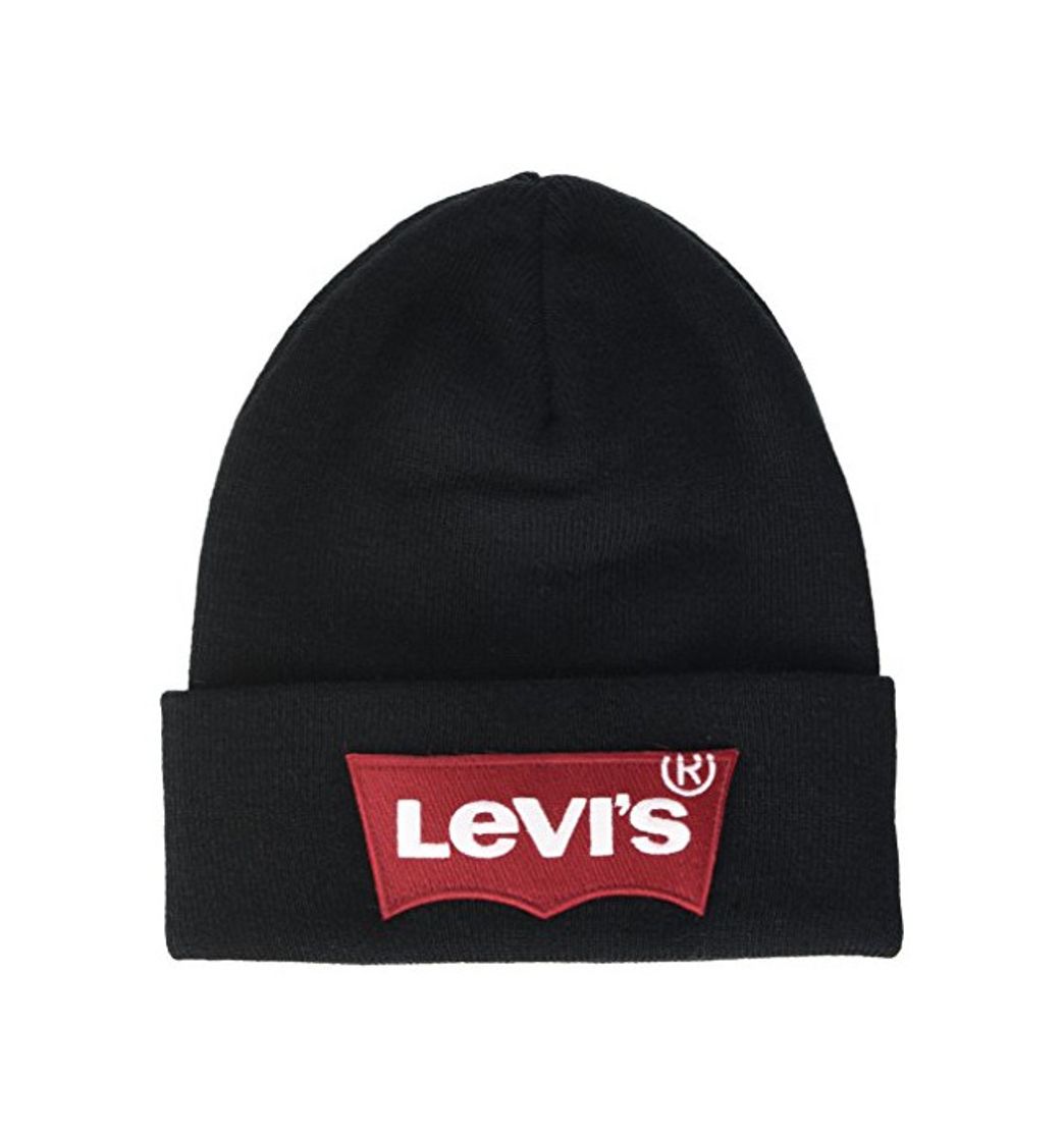 Moda Levi's Oversized Batwing Beanie Gorro de Punto, Negro