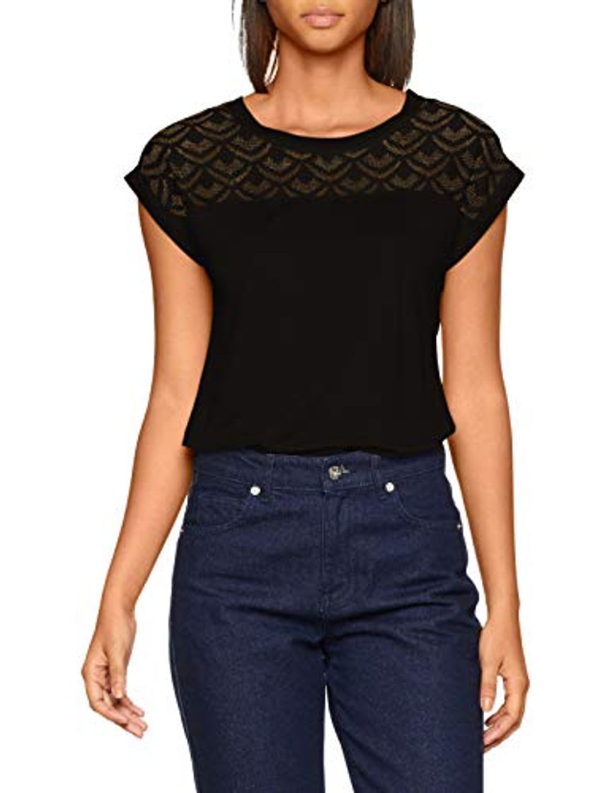 Moda Only onlNICOLE S/S Mix Top Noos Camiseta, Negro