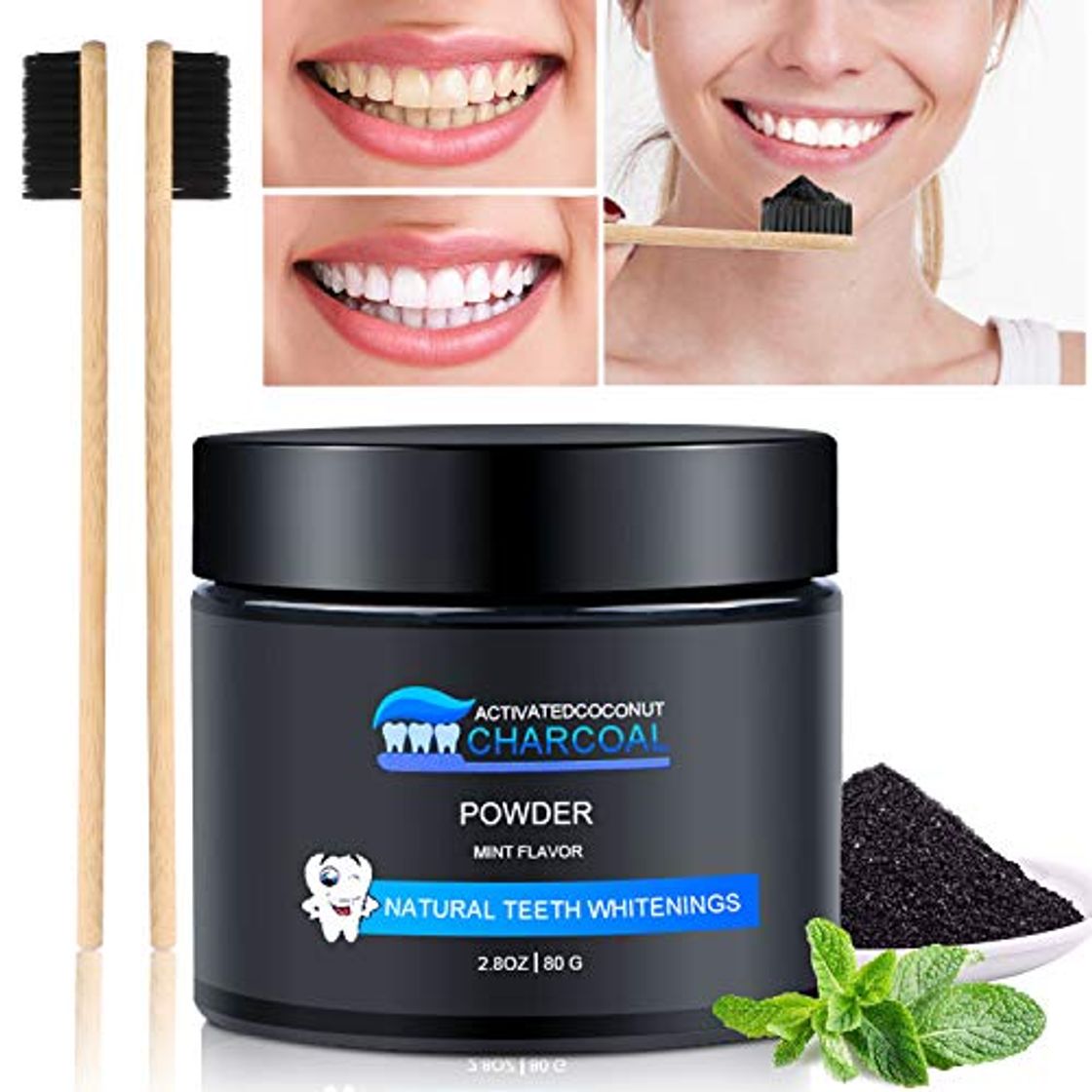 Fitness WOSTOO Blanqueador de Dientes Polvo de Dientes, para Dientes Blancos -100% Polvo