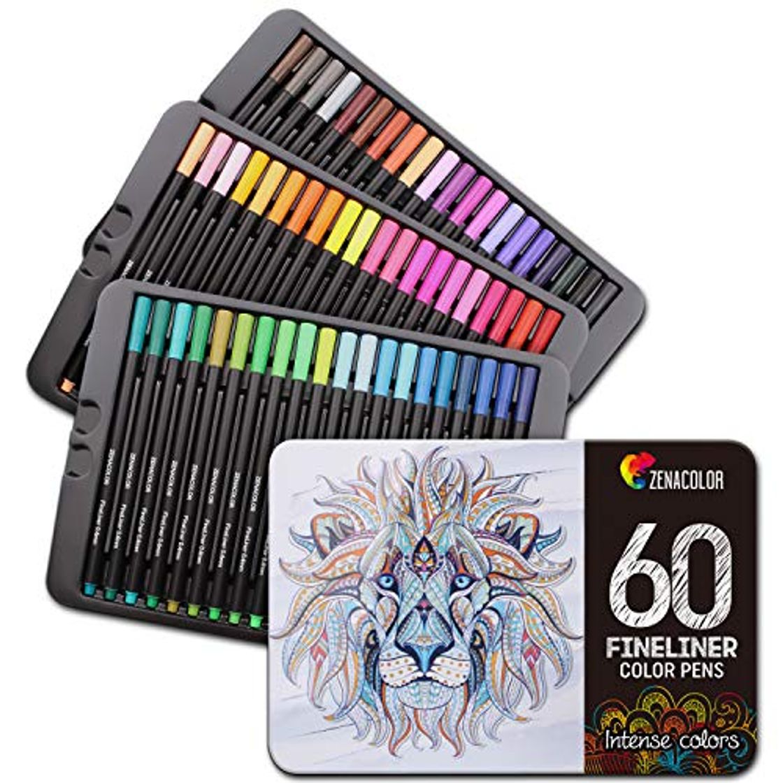 Social 60 rotuladores punta fina Zenacolor - 60 colores únicos - Bolígrafo fineliner