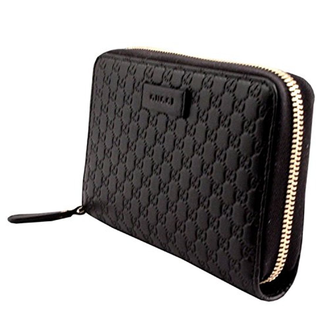 Social GUCCI microguccissima Cartera De Piel Redondo Cremallera Cartera Negra 449391 bmj Mochila