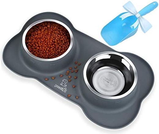 Pecute Comedero para Gatos Perros Mascotas de Acero Inoxidable 28oz/800ml con Pala