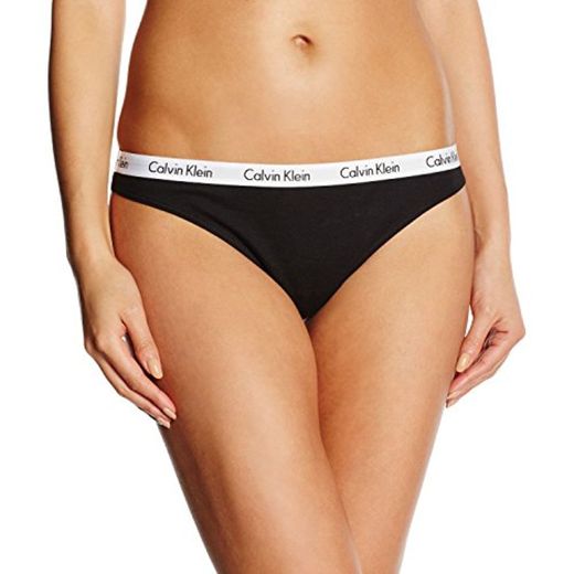 Calvin Klein Carousel-Thong Tanga de hilo, Negro