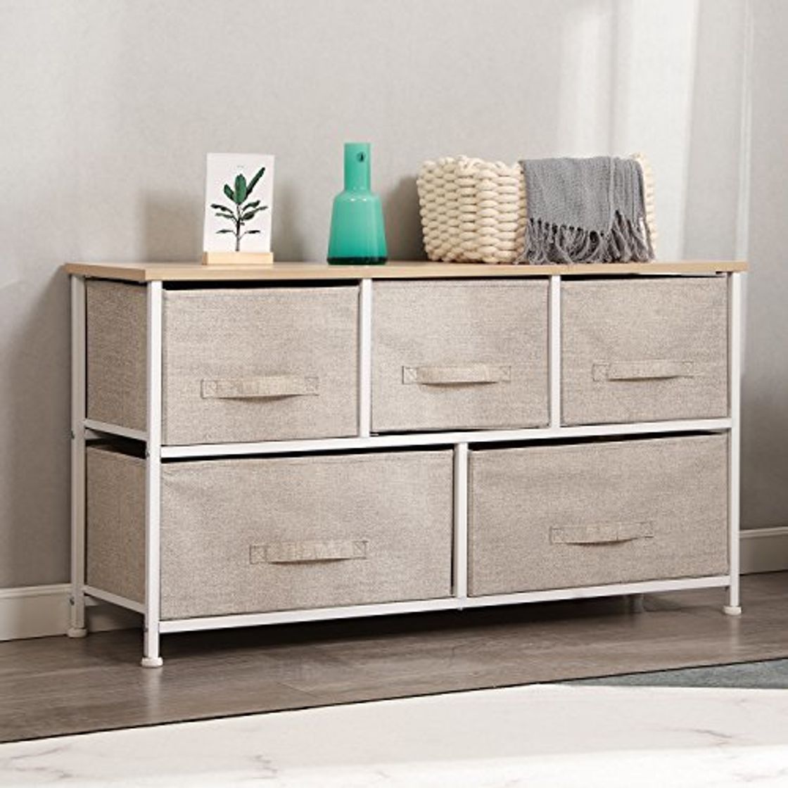 Social DlandHome Armario de almacenaje Cómoda Organizador con 5 cajones/Cajas de Almacenamiento de