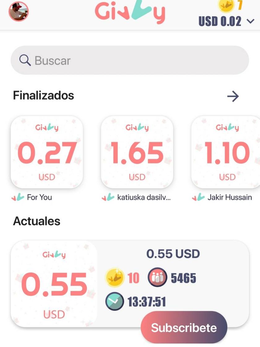 App Givvy apuesta con tus puntos o más bien acumula para Paypal