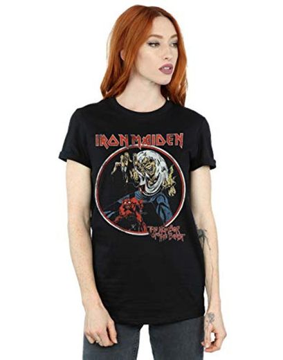 Absolute Cult Iron Maiden Mujer Number of The Beast Camiseta del Novio Fit Negro Large