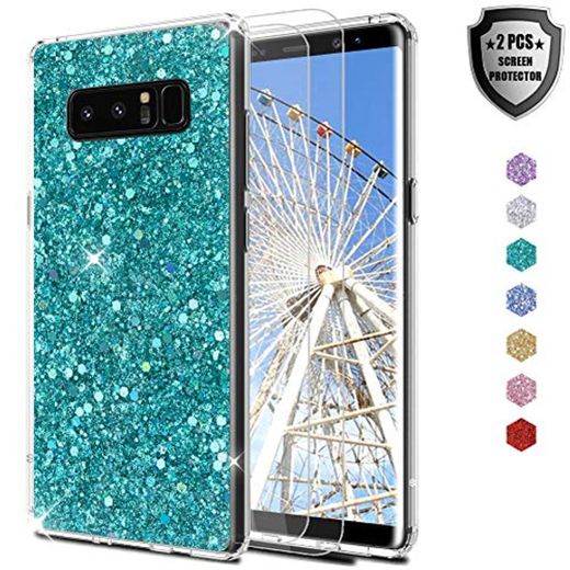 Feyten Funda Galaxy Note 8 con 2-Unidades Cristal Vidrio Templado, Purpurina TPU