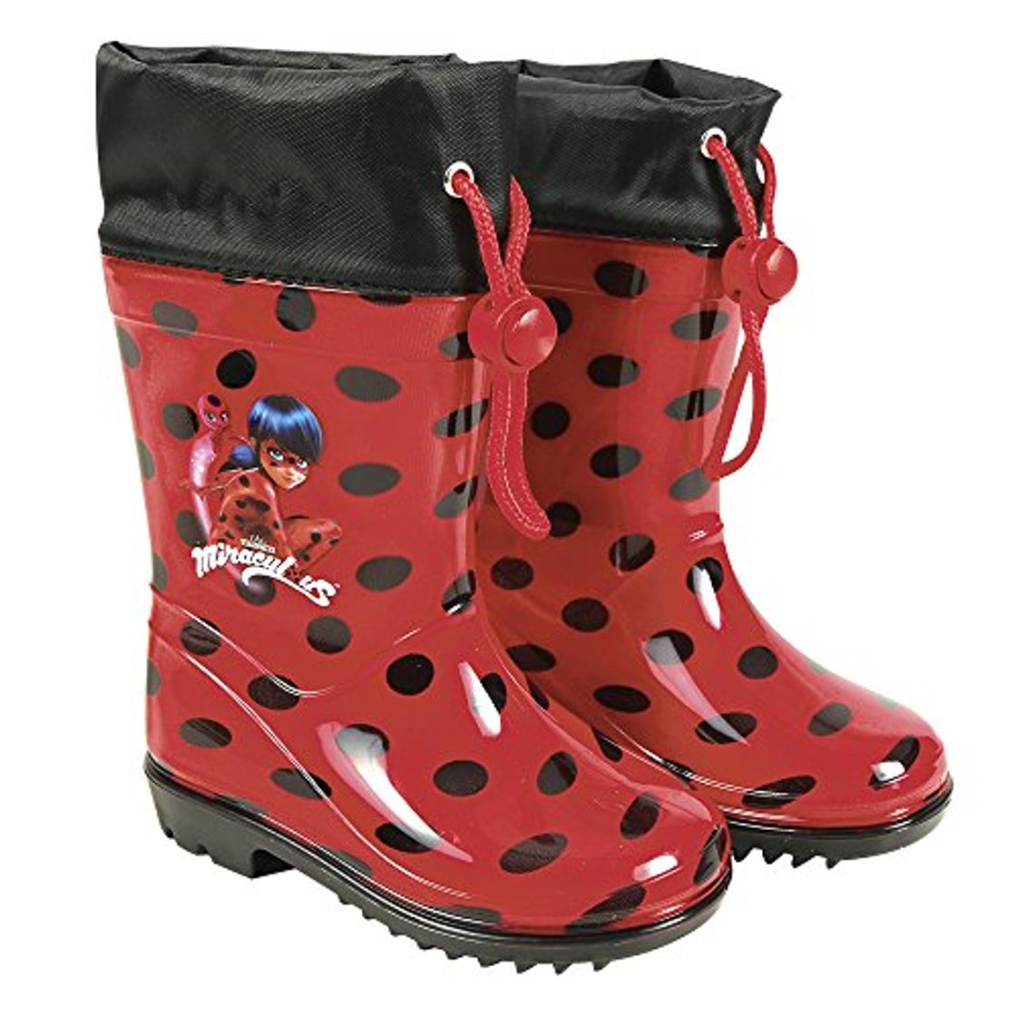 Moda PERLETTI Botas de Agua Miraculous Ladybug Niña - Botines Impermeables Infantiles Estampado