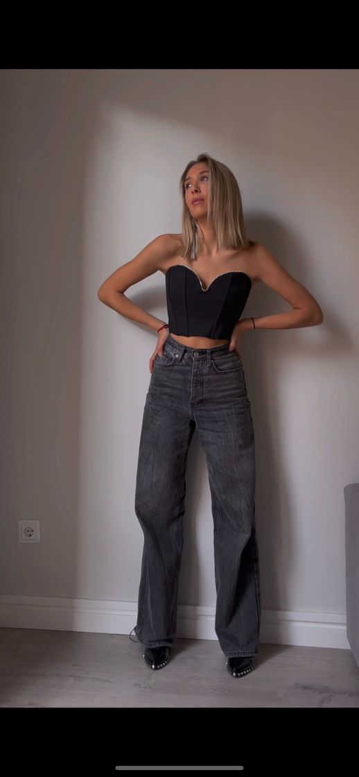 Moda High-waist wide-leg jeans - Denim - Woman | Bershka