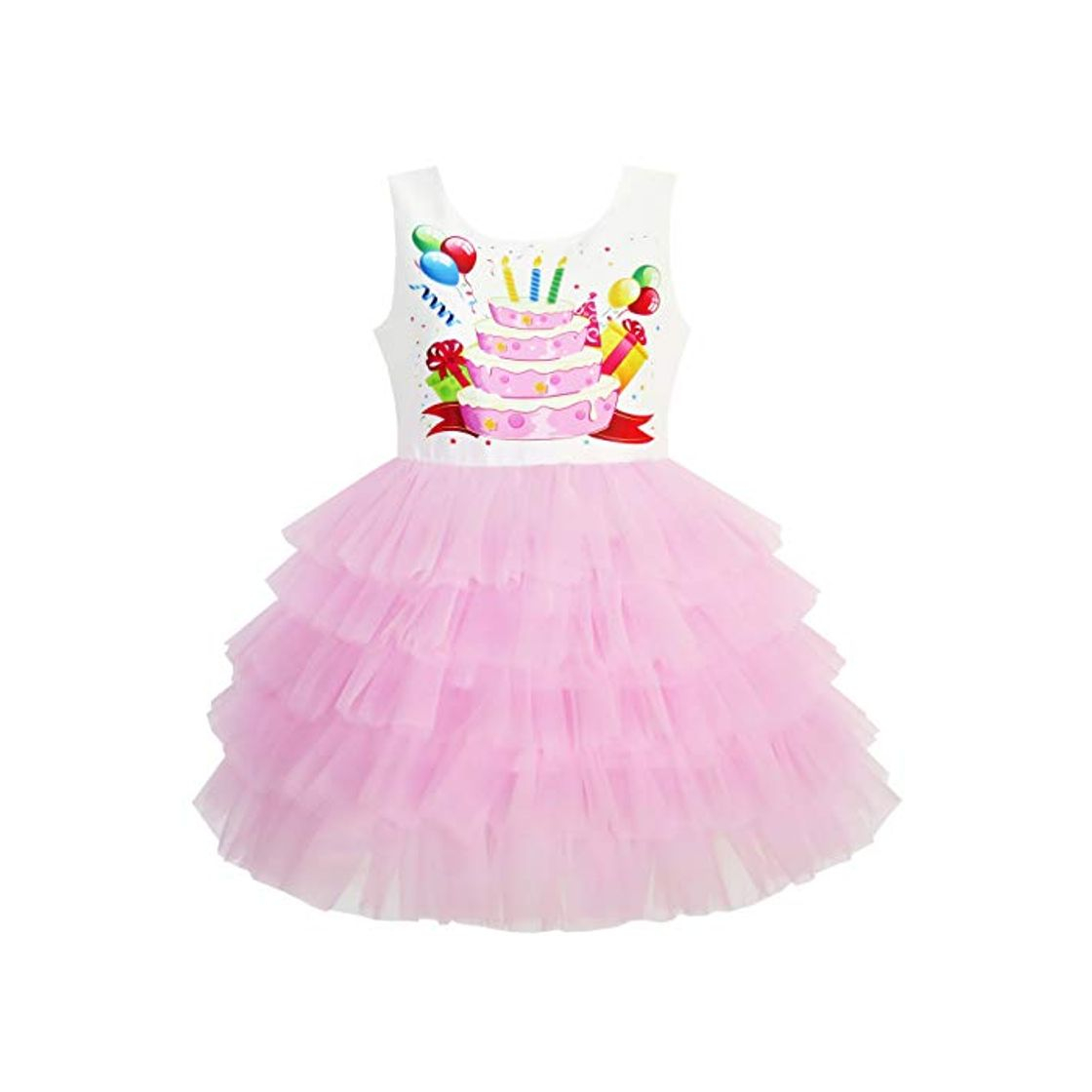 Moda Sunny Fashion Vestido para niña Cumpleaños Princesa Volante Fruncido Pastel Globo Impresión 3 años