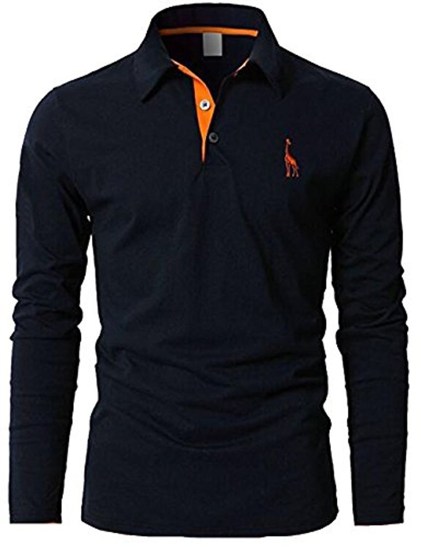 Product GLESTORE Polo para Hombre Collar Camisa Golf MT1030 de Tenis Camiseta Azul Negro Gris Rojo Gris M