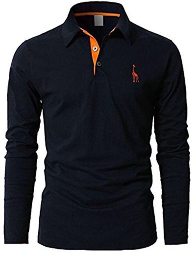 GLESTORE Polo para Hombre Collar Camisa Golf MT1030 de Tenis Camiseta Azul Negro Gris Rojo Gris M