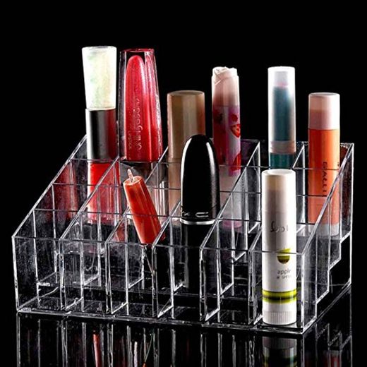 TRIXES Organizador Maquillaje claro 24 maquillaje lápiz labial cosméticos almacenamiento pantalla soporte