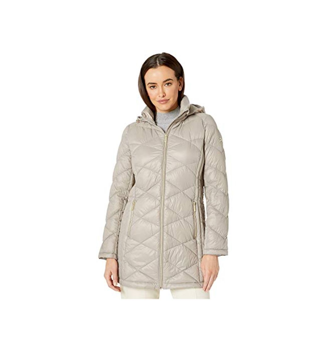 Moda MICHAEL Michael Kors Packable Puffer Jacket with Diamond Quilt M824120TZ Taupe SM