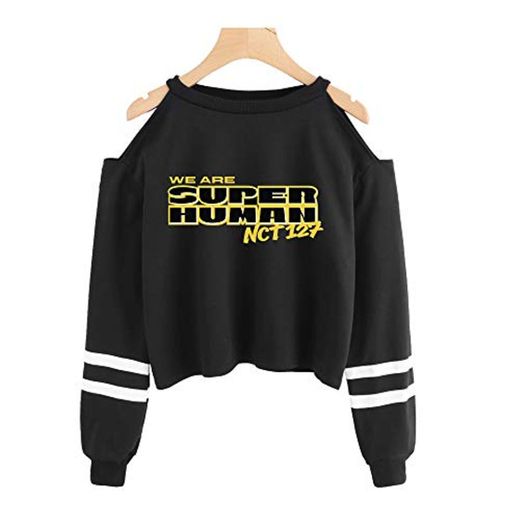 NCT Sudaderas Mujeres KPOP Moda Sexy Hombros Expuestos y Ombligo Expuesto NCT 127 We Are Super Human DOYOUNG JAEHYUN Johnny JUNGWOO Mark Taeil TAEYONG YUTA Sweater Sweatshirt Pullover