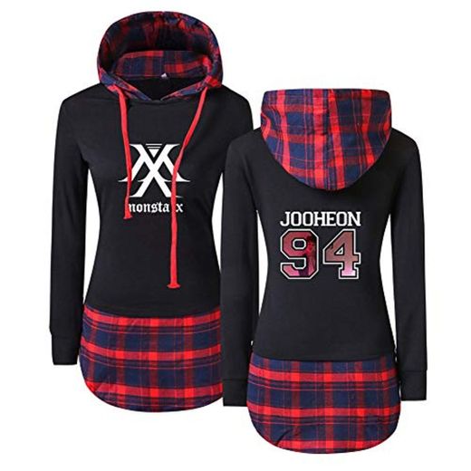 Mujeres Monsta X Manga Larga Fashion Enrejado Empalme Sudaderas con Capucha Cómodo Ocasionales Impresión Pullover