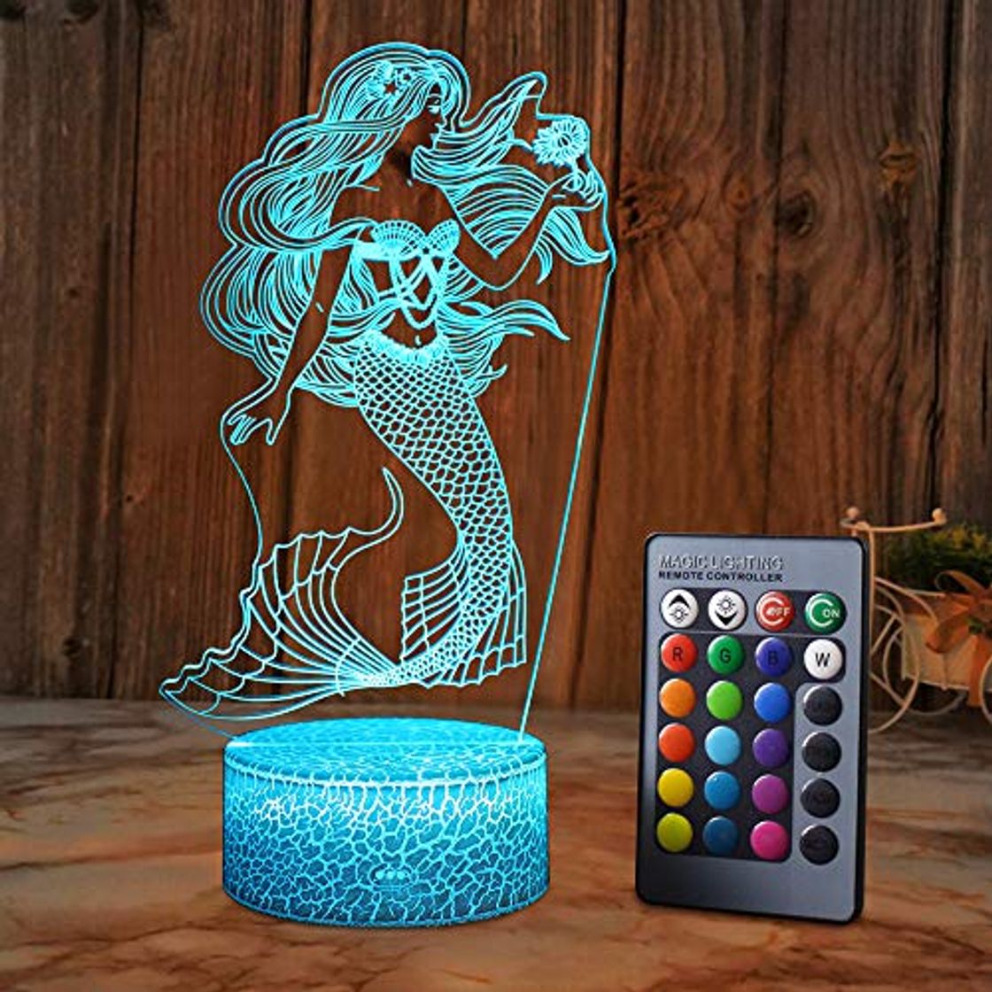 Producto XEUYUTR Mermaid LED Light Gifts Mermaid Princess 16 colores cambiantes para niñas niños niños niños dormitorio sala de estar lámpara de luz nocturna decoración del hogar fiesta niños juguetes