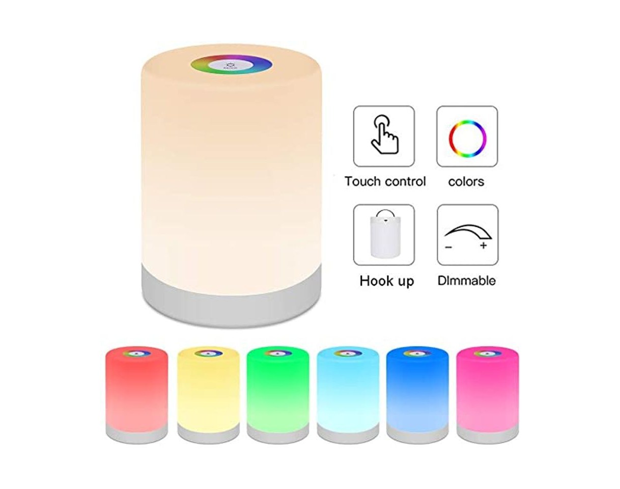 Social Luz de Nocturna LED, Lámpara de Mesita de Noche Inteligente, Control Tactil,