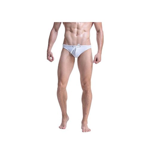 Meerway Bañadores de natación para Hombre Slip Surf Calzoncillos Cortos Trajes de Baño Cortos Cordón Adjustable