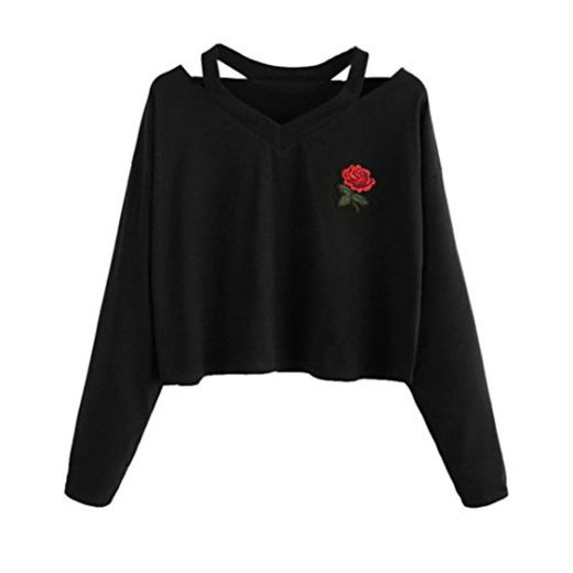 K-youth Mujer Sudaderas Cortas 2017 Otoño Invierno Ropa Moda Roses Bordado Manga