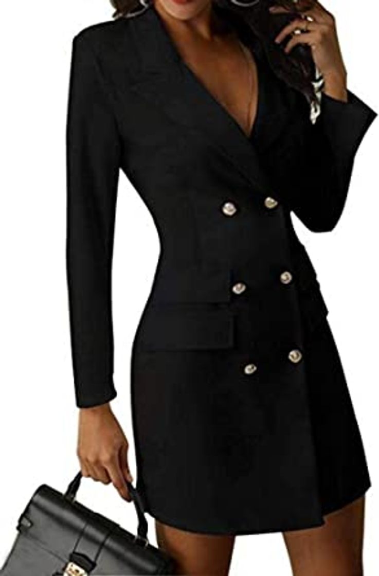 Social Blazer Doble Cuello Solapa Minivestido