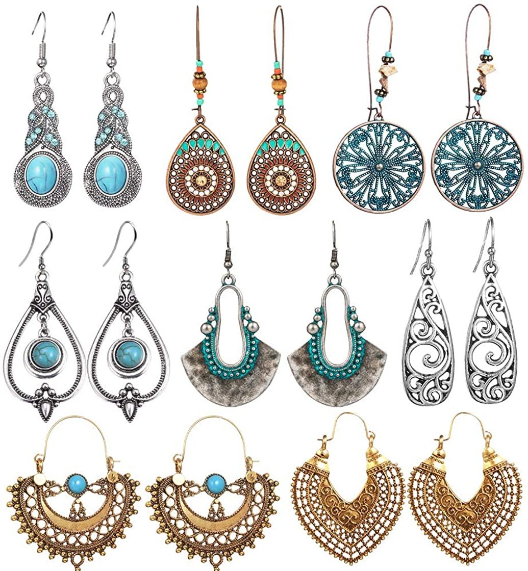 Moda SUNNYOUTH 8 Pairs Vintage Statement Drop Dangle ... - Amazon.com