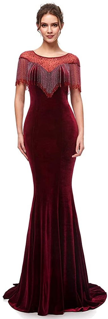 Social Sarahbridal Women's Velvet Prom Dress Long 2019 Mermaid ...