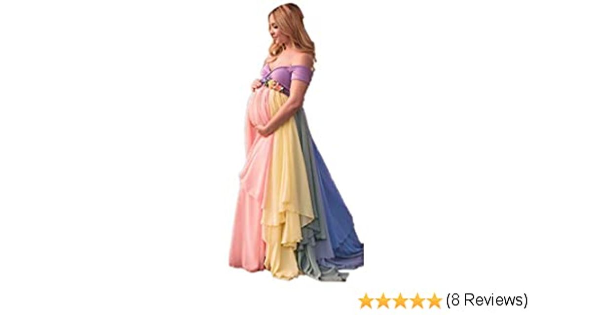 Fashion Formaldresses Rainbow Maternity Evening Dress High Waist 